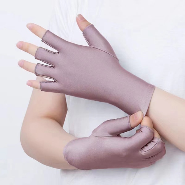 1Pairs Anti UV Gloves UV Shield Glove Fingerless Manicure Nail Light gray