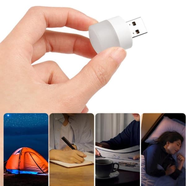 USB Stik Lampe Mobil Strøm Ladebog Lamper LED Lille Rund white light