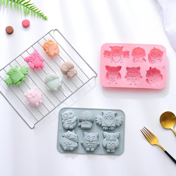 3D Ugle Silikoneforme til Kage Gummy Jello Isbit Sæbeform B random