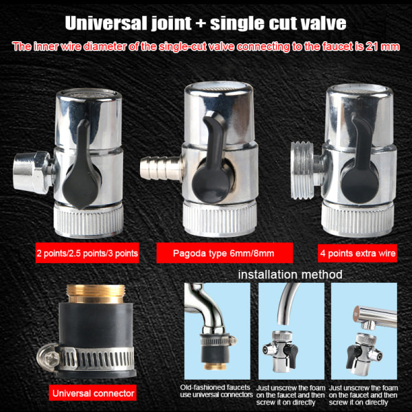 Pipe Single-Ventil Switch Adapter Rørforbindelse A1