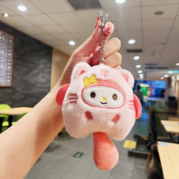 Sanrio Kuromi Plysj Animal Keychain Little Tiger Kuromi Melody Light pink 15cm
