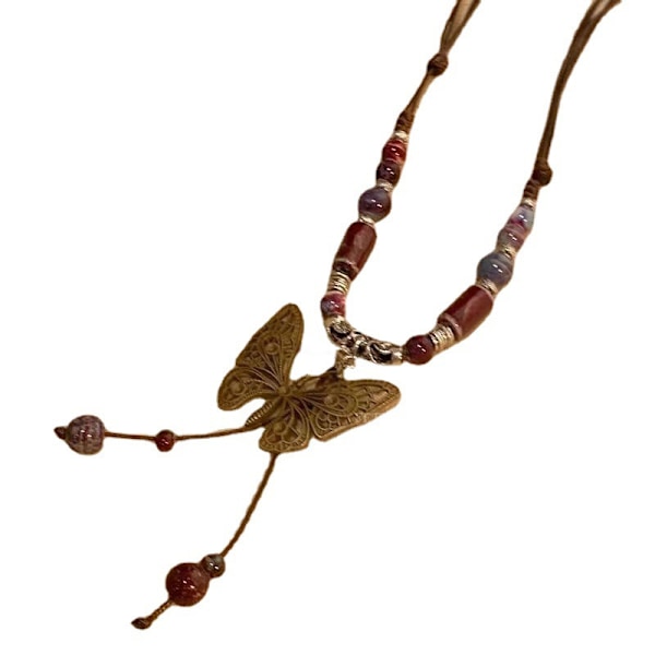 Vintage Butterfly Beads -kudotut ketjuriipuskaulakoru naisille A1