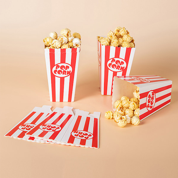 12 kpl Raidallinen Popcorn Paperilaatikot Kauhat Punaiset Valkoiset Raidat Sna