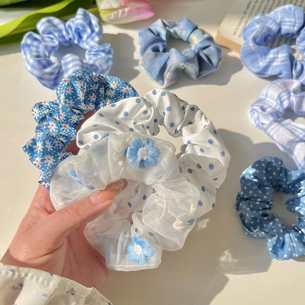 10 STK Elastiske Hårstrikker for Kvinner Jenter Daglig Hestehale Bu Blue