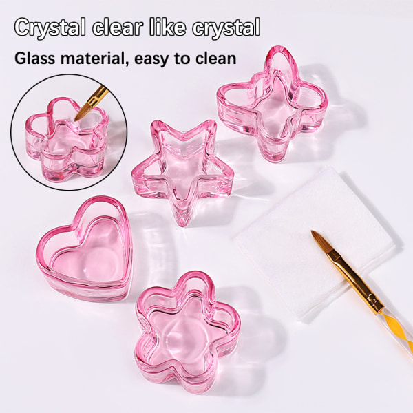 Pink Lidless Crystal Glass Cup Powder Liquid Nail Cup Dish Nail 2