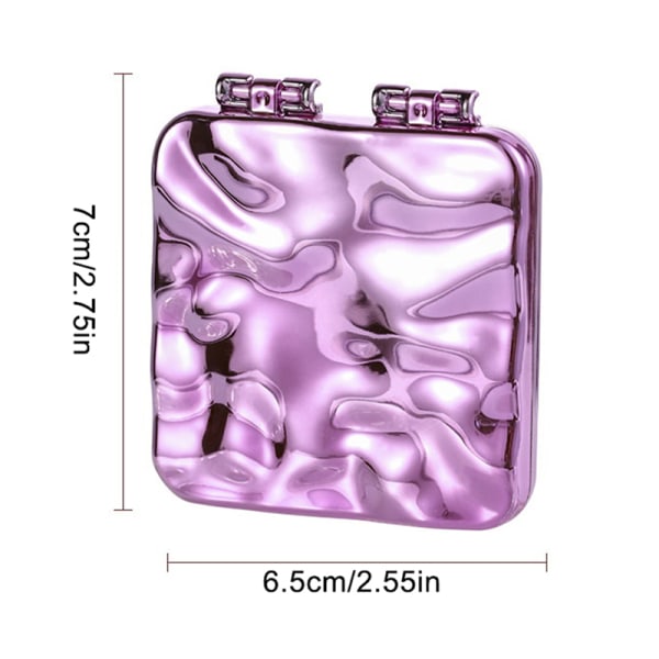 Bærbar dobbeltsidet sammenfoldelig kosmetisk lommespejlbelægning Po Purple