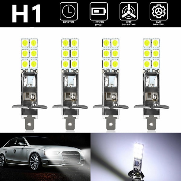 1kpl auton LED-ajovalot H1 H3 ajovalot 55W 5050 siru 6000K Fo H1