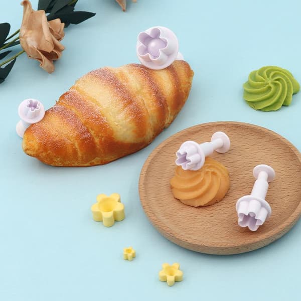 4 stk. plommblomst kake stempel fondant kakeform plomme bakeform