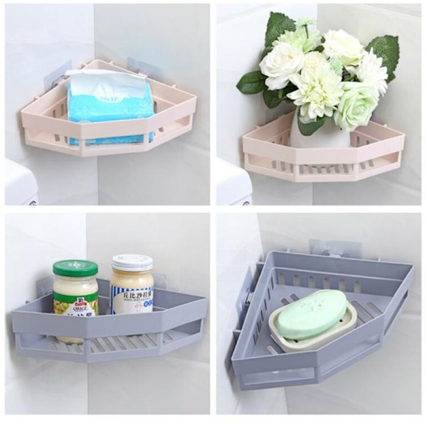 Trekantet bruser Caddy Hylde Badeværelse Hjørne Bath Rack Opbevaring Gray