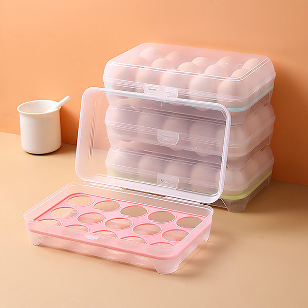 15 Grids Egg Oppbevaringsboks Egg Kartong PP Case Egg Box Tray White