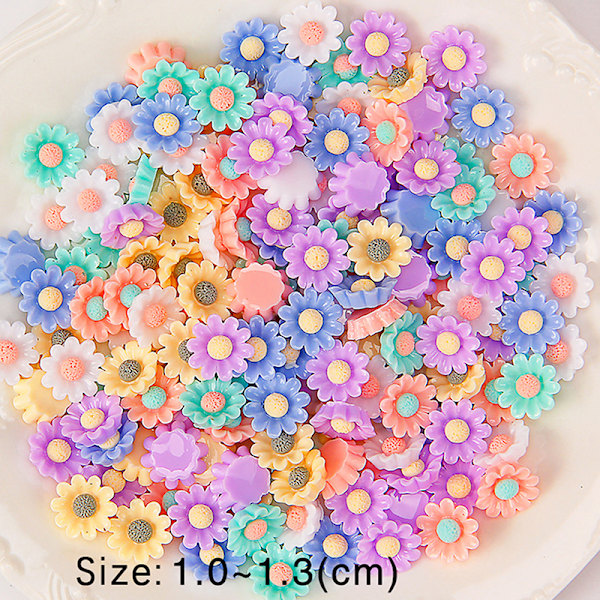 50 kpl 3D Mini Flower Flatback Resin tarvikkeet Tee-se-itse askartelupuhelin 06