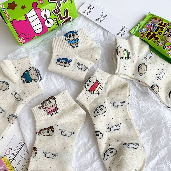 Kawaii Crayon Shin-Chan Strumpor Damstrumpor Låg-Top Sommar Tunna A5