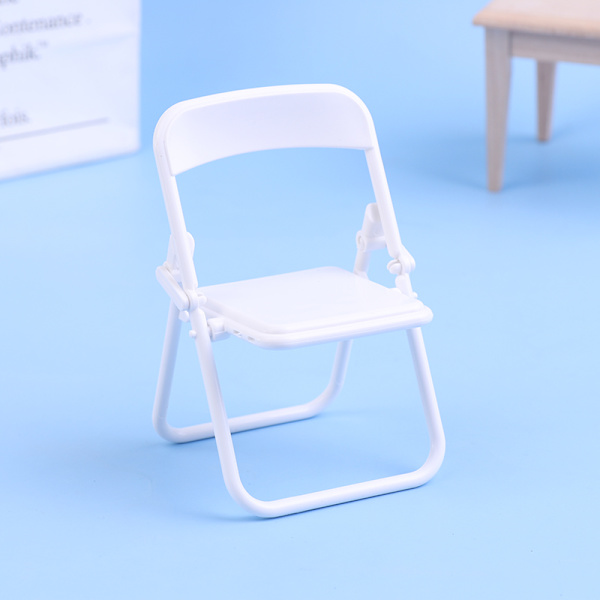 Mini Stol 1:12 Dukkehus Miniature Stol Foldestol Lænestol White