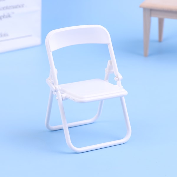Mini tuoli 1:12 Dollhouse Miniature Chair Kokoontaittuva tuoli nojatuoli White