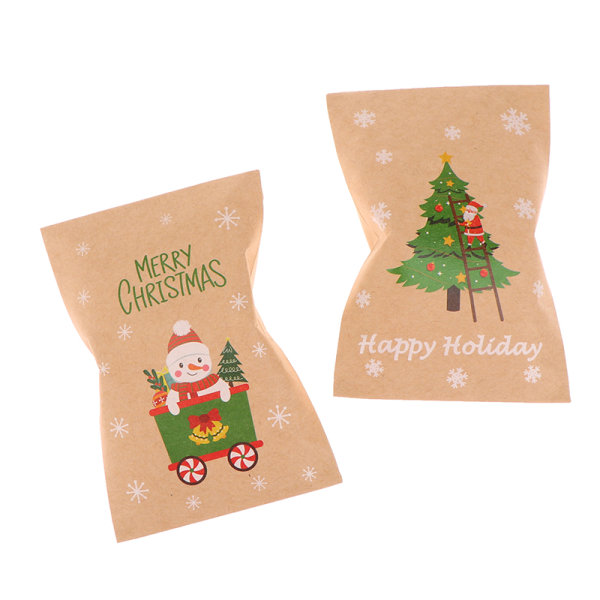 48 stk Christmas Kraft papirposer Xmas Favor Candy Cookie Gift W