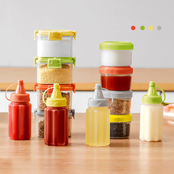 4st Mini plastsåsflaska Kryddlåda Salladsdressing Co Red 4PCS