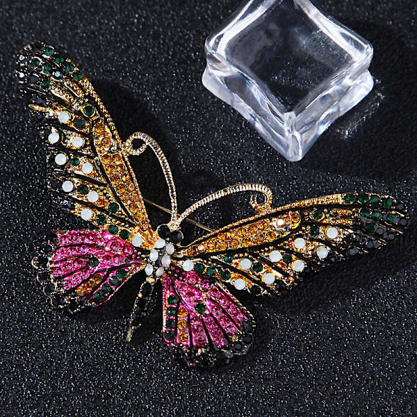 Mode färgglad fjärilsbrosch Bröllop Kristall Rhinestone In A2
