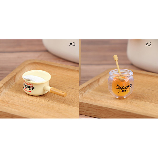 1:12 Nukkekodin pieni maitopannu hunajakannu Keittiön koristelu A A1