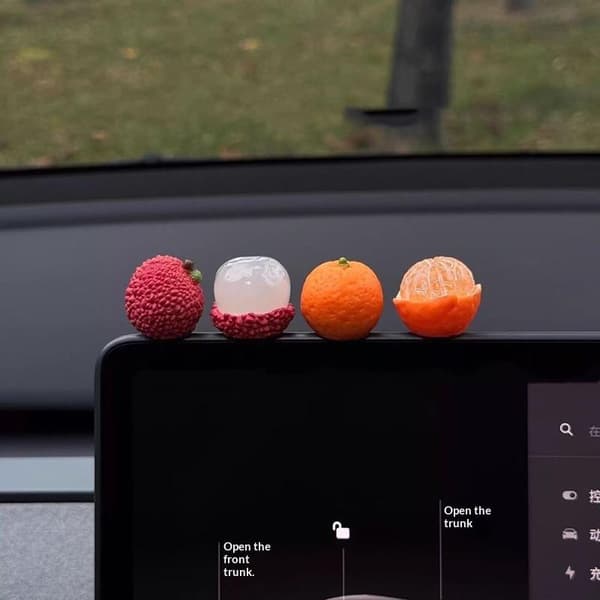 4 st tecknad orange litchi bilprydnad mittkonsol display A1