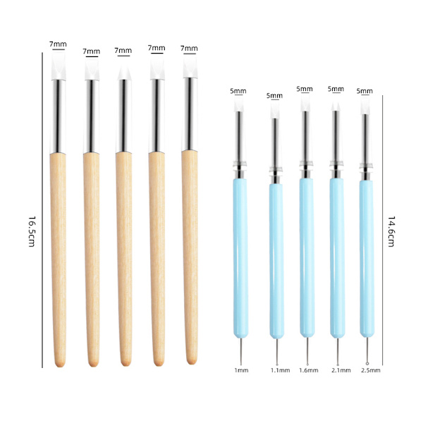 5 Styck Dubbeländade Dotting Set Art Embossing Keramisk Modellering Till Blue