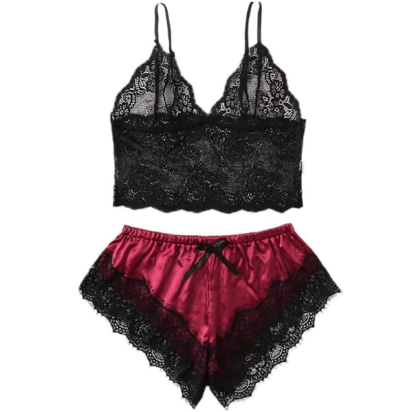 Sexy Lace Pyjama Nightie Kotivaatteet Topit ja shortsit Naisten Red L