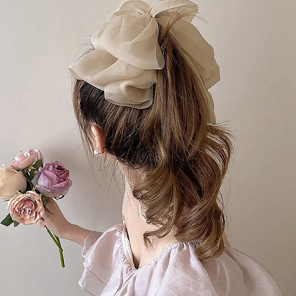 Hög hästsvans Hårgrepp Clip Chiffong Bow Banan Clip Female Cli A2