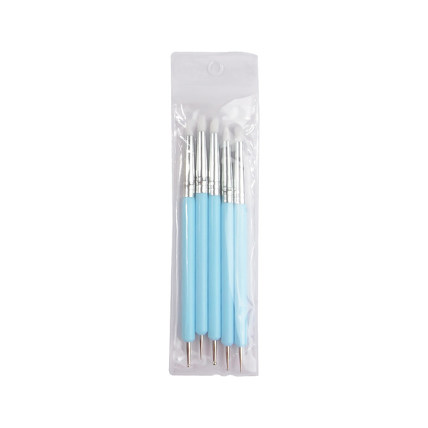 5 Styck Dubbeländade Dotting Set Art Embossing Keramisk Modellering Till Blue