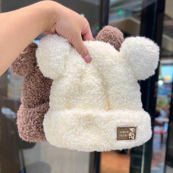 Mode Efterår Vinter Kvinder Beanies Kasketter Varm Bear Ear Hat Casu White
