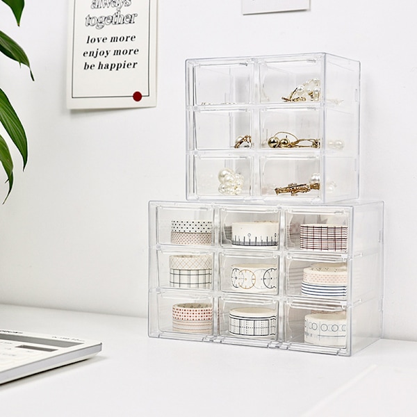 Desktop Skuffe Organizer Mini Skuffer Plast Skrivebord Craft Opbevaring 9 grid