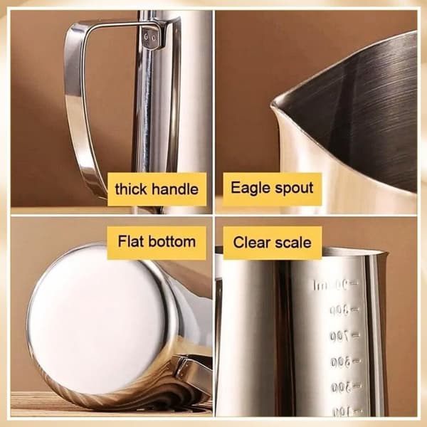 Mælkekande i rustfrit stål til opskumning af kaffe Latte Art Kop Mål Pitcher 550ml