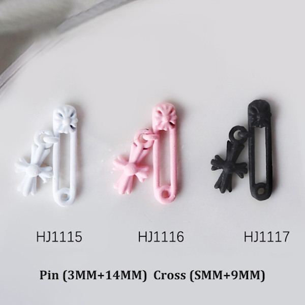 5 st 3D mini metall spik charm retro kors gem form spik Black