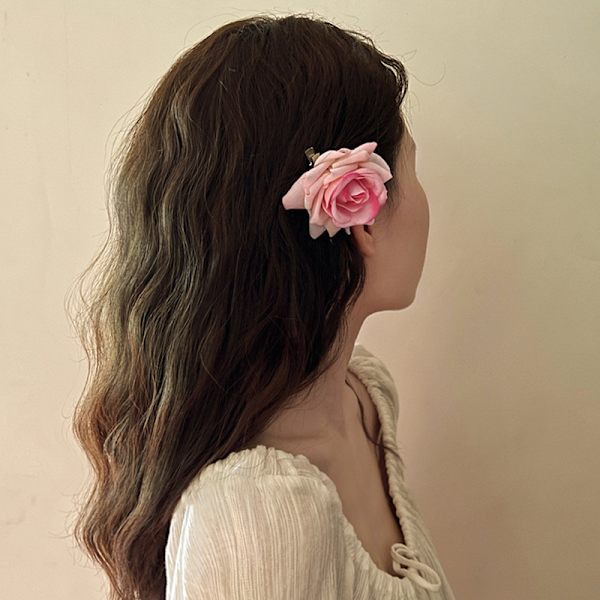 1 Stk Retro Rød Pink Rose Flower Klassisk Elegant Moderigtigt hår Pink