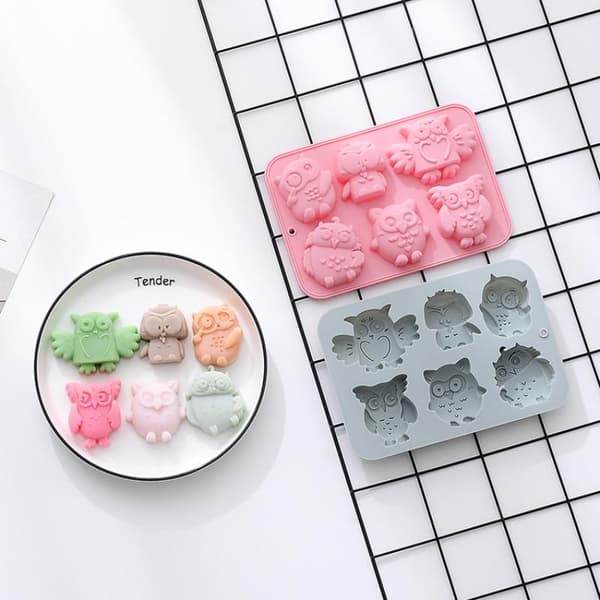 3D Ugle Silikoneforme til Kage Gummy Jello Isbit Sæbeform B random