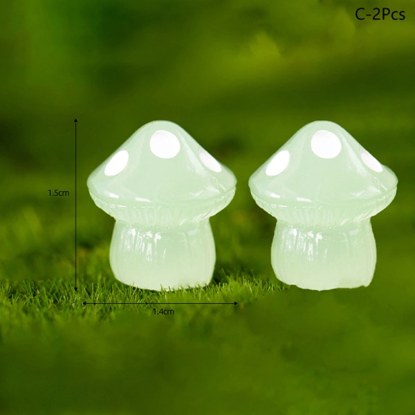 1Sett Lysende Mini Farge Mushroom Ornament Micro Landscape Deco C 2Pcs