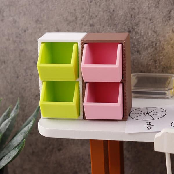Miniatyr Förvaringslåda Prydnad 1/12 Dockhus Mini Kök Bas White pink