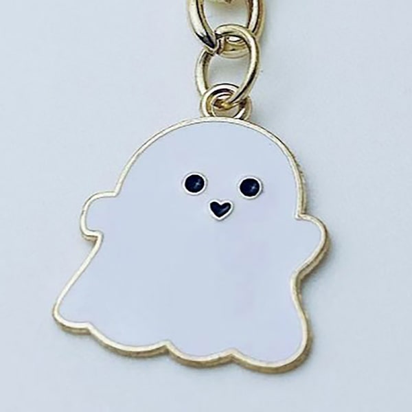 Sarjakuva mustavalkoinen Ghost Halloween avaimenperä autolaukku Keyrin White