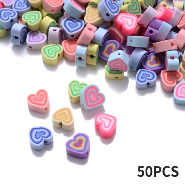 50 stk farverige melaleuca hjerteform lerperler polymer 50PCS