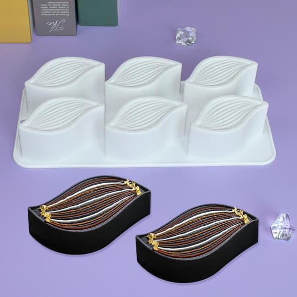 6-hulls blader mousseform DIY gelépudding bakverk sjokolade S