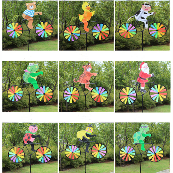 Pig Bee Tiger on Bike DIY Windmill Animal Cykel Wind Spinner H