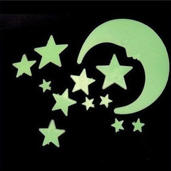 Tecknad Moon Star Noctilucent Glow In The Dark Plastvägg Sti