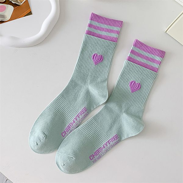 Sweet Style Damstrumpor aroon Färg Love Heart Broderad Cott A6
