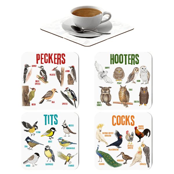 Bird Coasters Funny Bird Pun Coasters Miljøvennlig Absorberende De