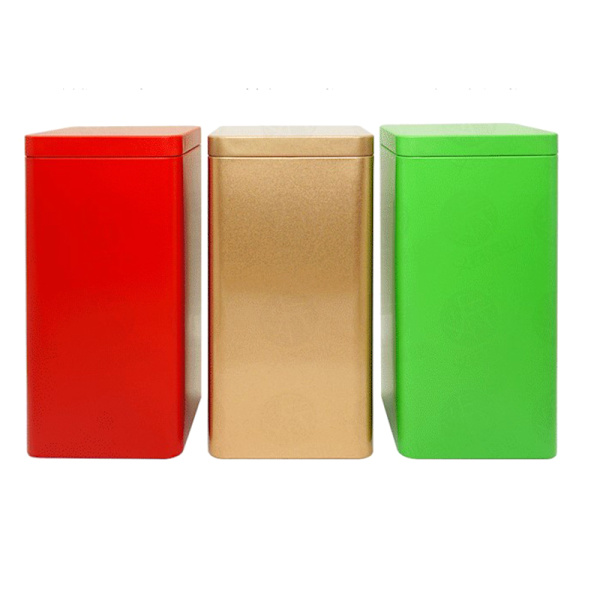 1 stk tedåser Firkantet metalemballage Opbevaringsboks Etui Lille dåse Silver 11cm
