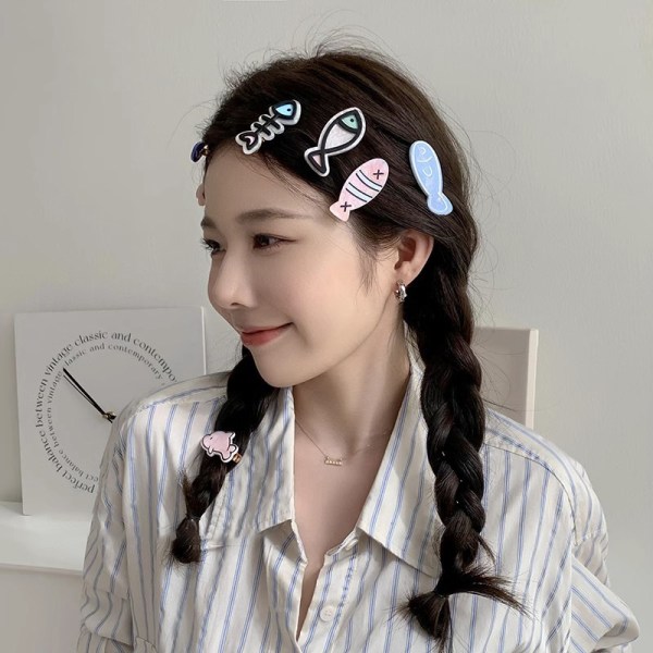e Little Fish Bone Hårnål Girls' Bangs Clip Broken Hair Clip F A7