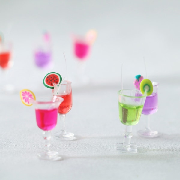 4 stk 1:6 Dukkehus Miniatyr Frukt Cocktail Drikkekopp Modell Ki