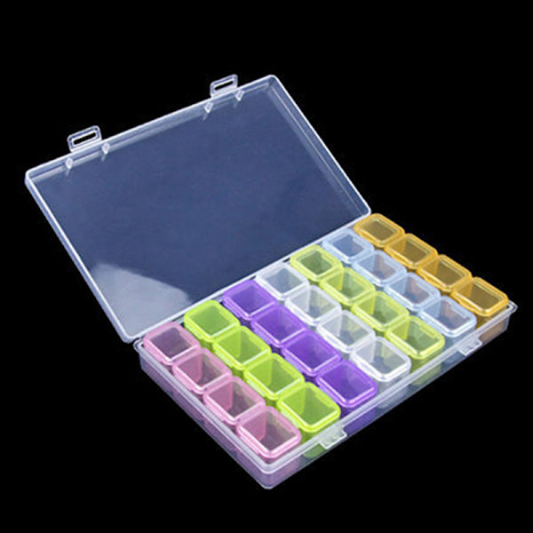 Multifunction Organizer Case 28 Grid Plast Storage Box Jewelr Transparent