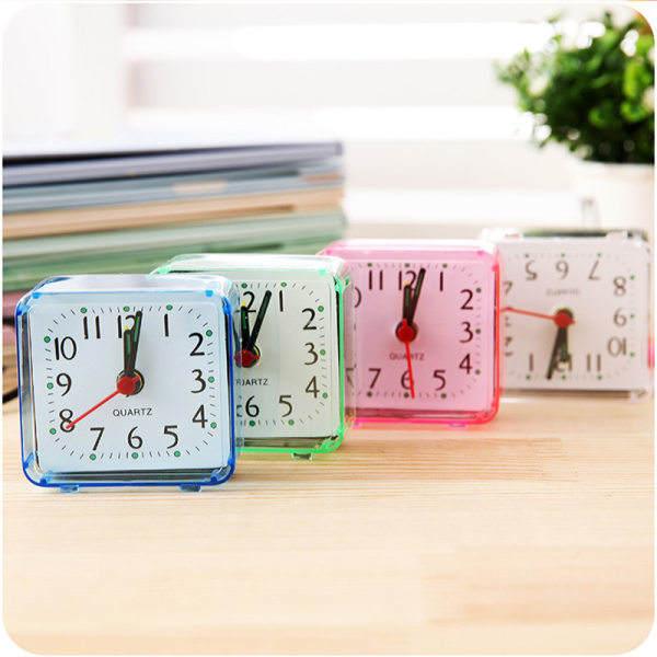 e Studentvekkerklokke Firkantet nattbord Kompakt klokke Desktop Deco Pink