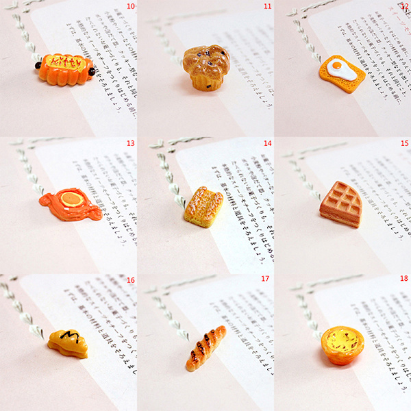 3ST Dockhus Miniatyr Konstgjord Fake Cake bröd kex Ki 5(Croissant C)