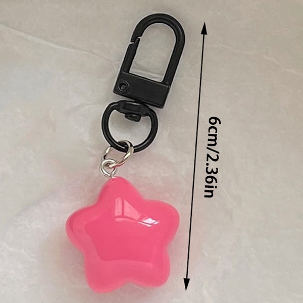 Rose Red Fat Star Key Ring Holder Glitter Pendant Colorful Keyc