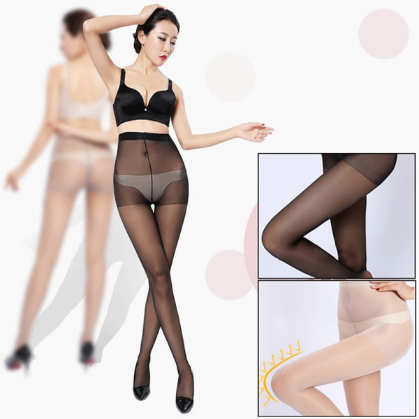 Dam Sexiga Ultratunna Tights Svarta Strumpor Dam Elastisk Hig Black